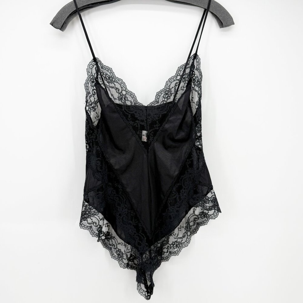 Ms Leslee Bodysuit Sexy Teddy Black Lace Spaghetti Strap Playsuit One Piece - Picture 2 of 10